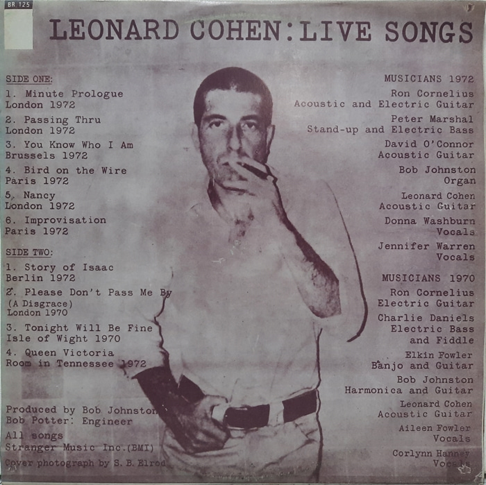 LEONARD COHEN / LIVE SONGS(카피음반)